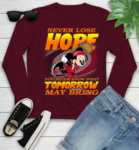 Carolina Hurricanes NHL Hockey ootball Mickey Disney Never Lose Hope Youth Long Sleeve 6
