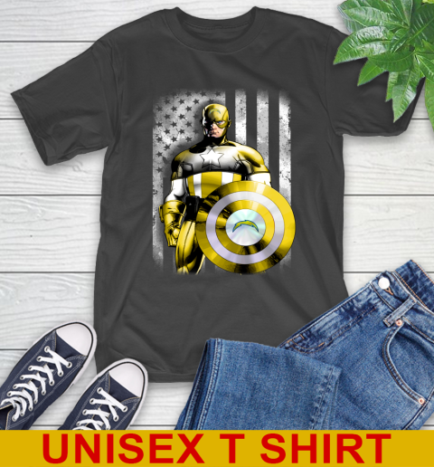 Los Angeles Chargers NFL Football Captain America Marvel Avengers American Flag Shirt T-Shirt