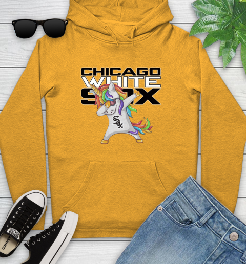 Chicago White Sox MLB Baseball Funny Unicorn Dabbing Sports Youth Hoodie 3