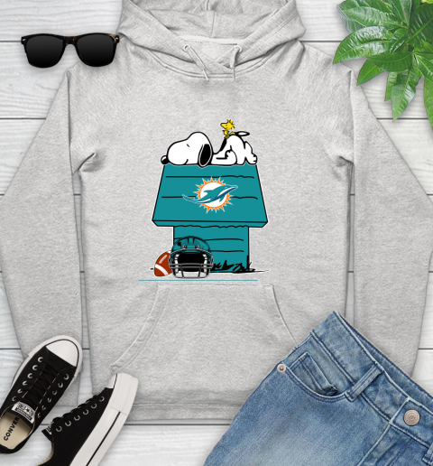 Miami Dolphins NFL Football Snoopy Woodstock The Peanuts Movie Youth Hoodie
