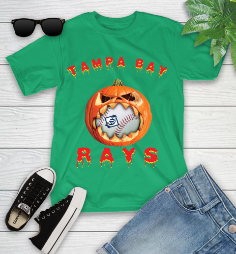 MLB Tampa Bay Rays Halloween Pumpkin Baseball Sports Youth T-Shirt 6
