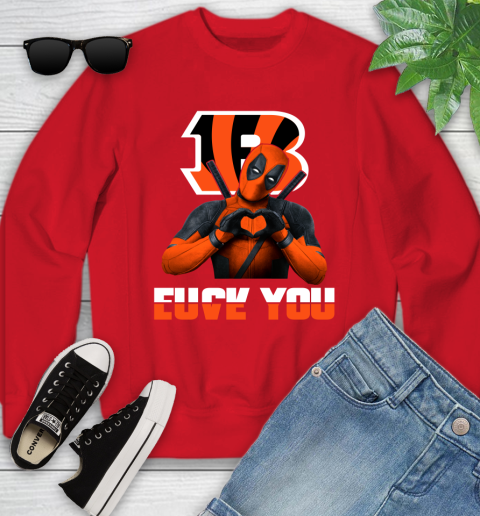NHL Cincinnati Bengals Deadpool Love You Fuck You Football Sports Youth Sweatshirt 8