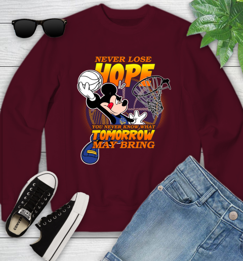 Golden State Warriors NBA Basketball Mickey Disney Never Lose Hope Youth Sweatshirt 4