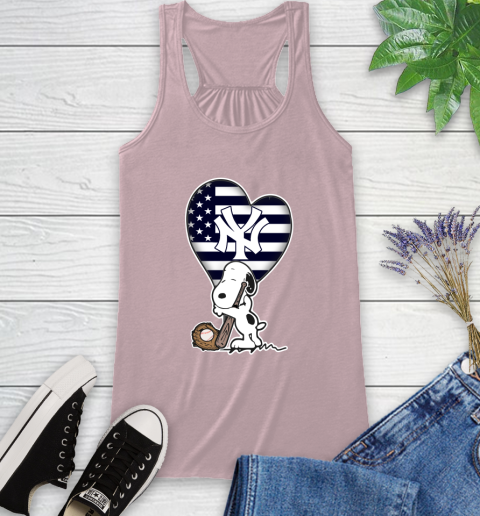 New York Yankees MLB Baseball The Peanuts Movie Adorable Snoopy Racerback Tank - Image 12