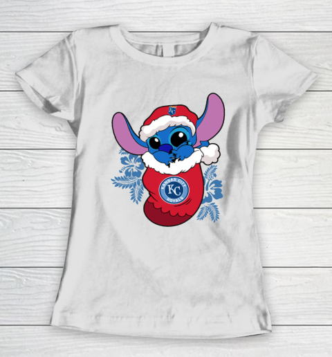 Kansas City Royals Christmas Stitch In The Sock Funny Disney MLB Women's T-Shirt 3