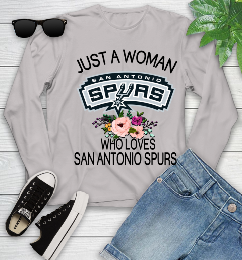 NBA Just A Woman Who Loves San Antonio Spurs Basketball Sports Youth Long Sleeve 9