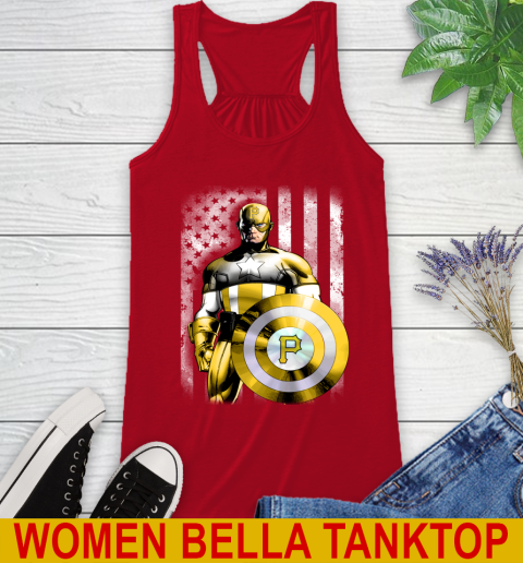 Pittsburgh Pirates MLB Baseball Captain America Marvel Avengers American Flag Shirt Racerback Tank 4