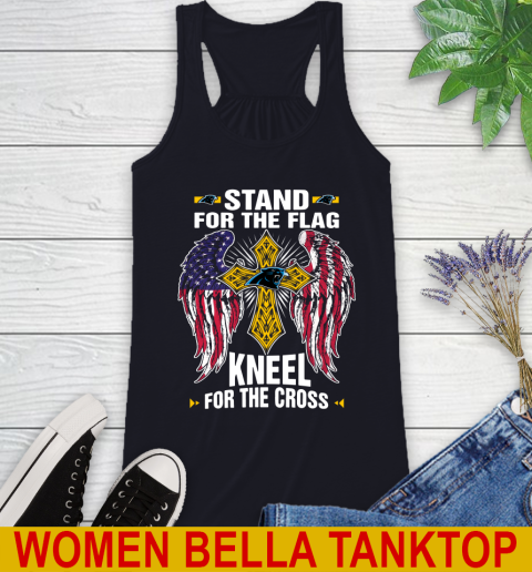 NFL Football Carolina Panthers Stand For Flag Kneel For The Cross Shirt Racerback Tank 8