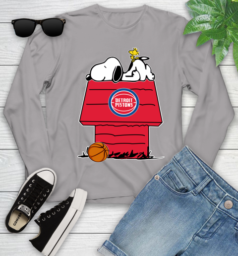 Detroit Pistons NBA Basketball Snoopy Woodstock The Peanuts Movie Youth Long Sleeve 5
