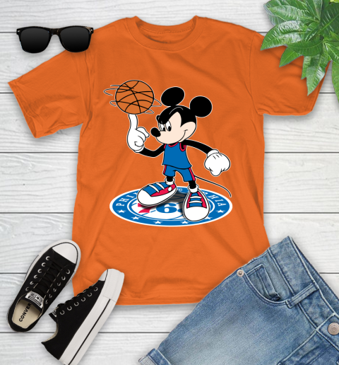 NBA Basketball Philadelphia 76ers Cheerful Mickey Disney Shirt Youth T-Shirt 7