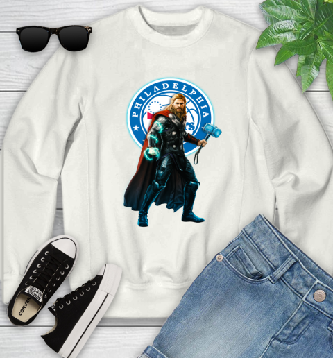 NBA Thor Avengers Endgame Basketball Philadelphia 76ers Youth Sweatshirt