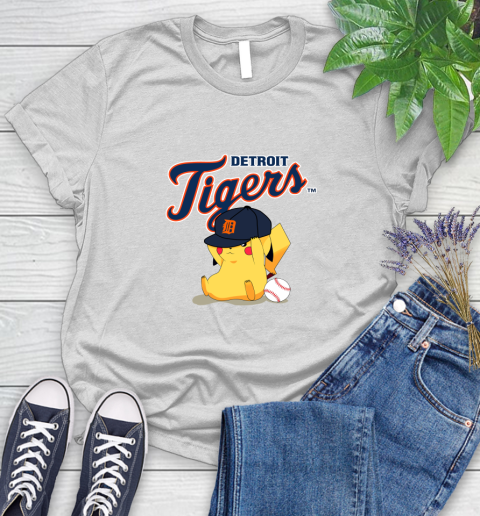 MLB Pikachu Baseball Sports Detroit Tigers Women's T-Shirt
