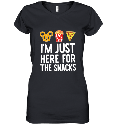 Mickey I Am Just Here For The Snacks Women's V-Neck T-Shirt
