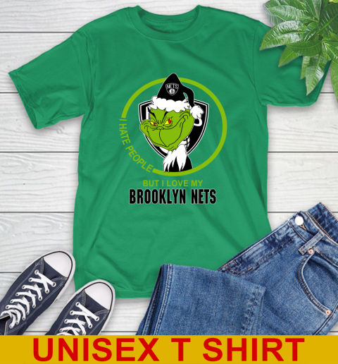 Brooklyn Nets NBA Christmas Grinch I Hate People But I Love My Favorite Basketball Team T-Shirt 7