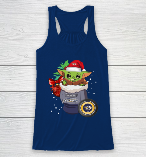 Nashville Predators Christmas Baby Yoda Star Wars Funny Happy NHL Racerback Tank 7