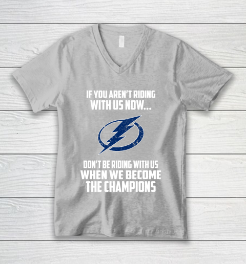 NHL Tampa Bay Lightning Hockey We Become The Champions V-Neck T-Shirt 3