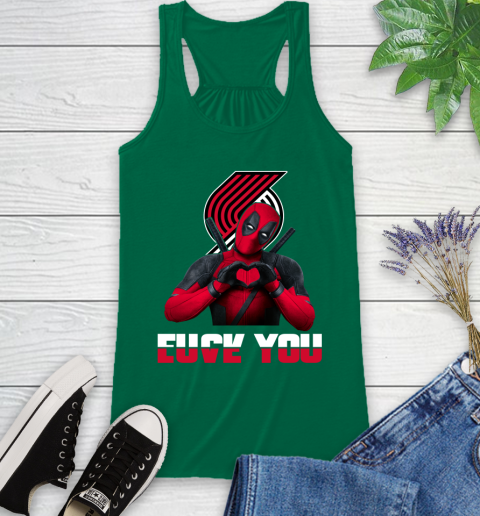 NBA Portland Trail Blazers Deadpool Love You Fuck You Basketball Sports Racerback Tank 6
