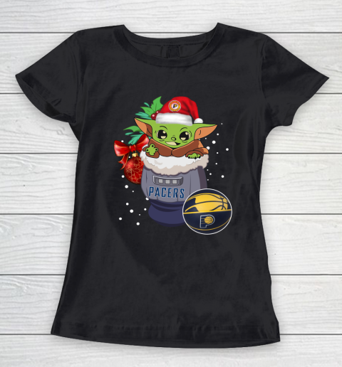 Indiana Pacers Christmas Baby Yoda Star Wars Funny Happy NBA Women's T-Shirt 2
