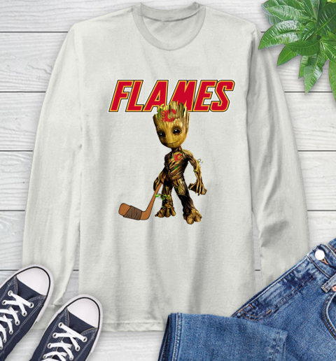 Calgary Flames NHL Hockey Groot Marvel Guardians Of The Galaxy Long Sleeve T-Shirt 12