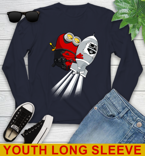 NHL Hockey Los Angeles Kings Deadpool Minion Marvel Shirt Youth Long Sleeve 2
