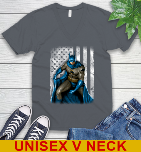 Carolina Panthers NFL Football Batman DC American Flag Shirt V-Neck T-Shirt 4