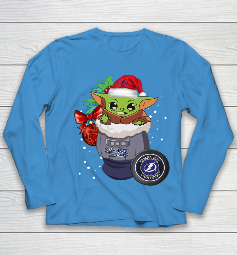 Tampa Bay Lightning Christmas Baby Yoda Star Wars Funny Happy NHL Youth Long Sleeve 7