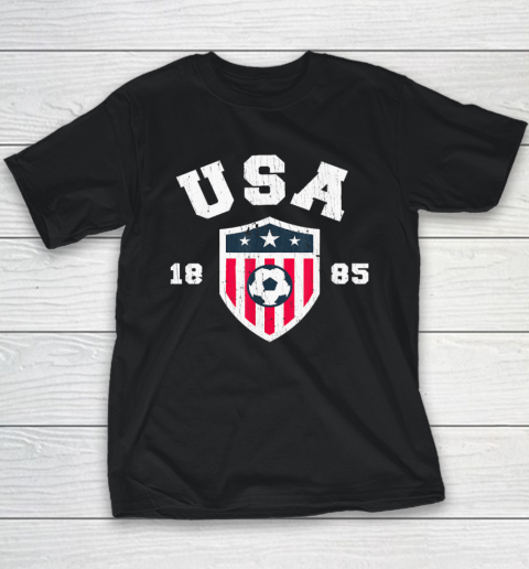 Vintage USA Soccer 1885 American Flag Football Youth T-Shirt