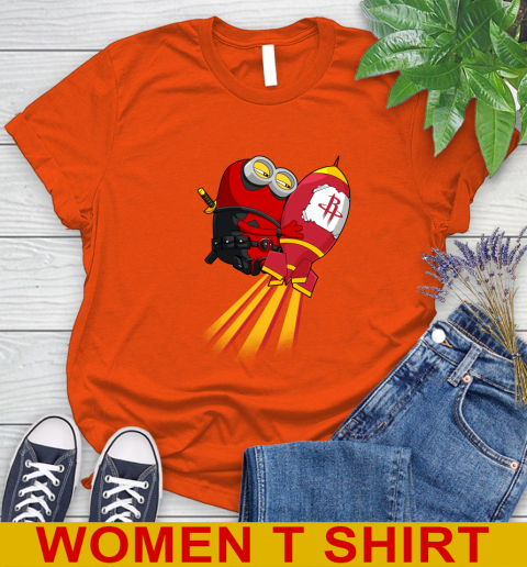NBA Basketball Houston Rockets Deadpool Minion Marvel Shirt Women's T-Shirt 3