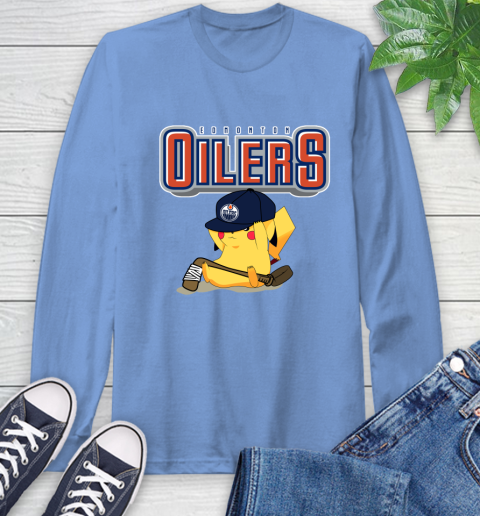 NHL Pikachu Hockey Sports Edmonton Oilers Long Sleeve T-Shirt 11