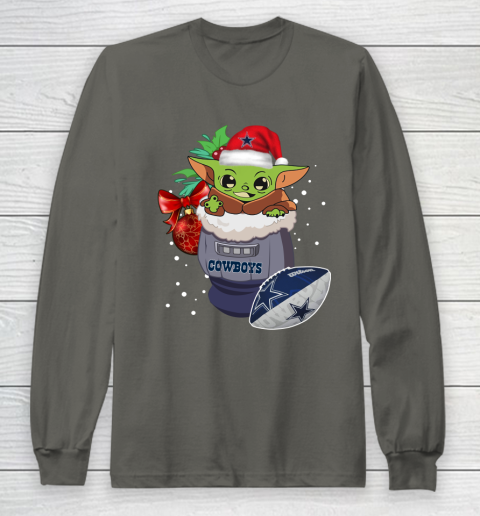Dallas Cowboys Christmas Baby Yoda Star Wars Funny Happy NFL Long Sleeve T-Shirt 8