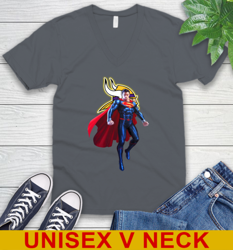 NFL Superman DC Sports Football Minnesota Vikings V-Neck T-Shirt 5
