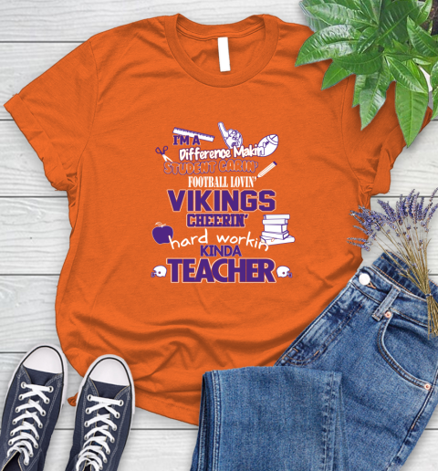 Minnesota Vikings NFL I'm A Difference Making Student Caring Football Loving Kinda Teacher Women's T-Shirt - Image 4