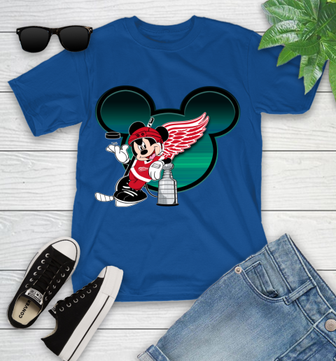 NHL Detroit Red Wings Stanley Cup Mickey Mouse Disney Hockey T Shirt Youth T-Shirt 9