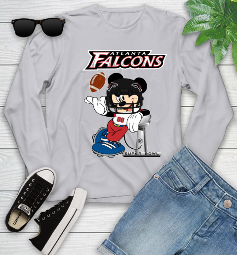NFL Atlanta Falcons Mickey Mouse Disney Super Bowl Football T Shirt Youth Long Sleeve 5