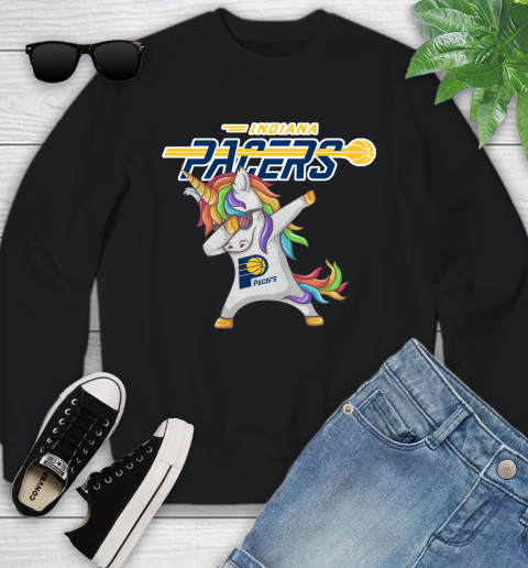 Indiana Pacers NBA Basketball Funny Unicorn Dabbing Sports Youth Sweatshirt 2