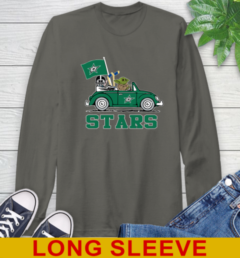 NHL Hockey Dallas Stars Darth Vader Baby Yoda Driving Star Wars Shirt Long Sleeve T-Shirt 8