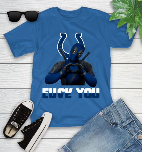 NHL Indianapolis Colts Deadpool Love You Fuck You Football Sports Youth T-Shirt 12