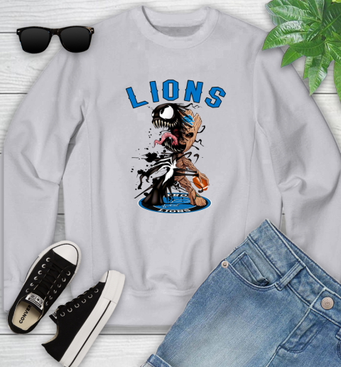 NFL Detroit Lions Football Venom Groot Guardians Of The Galaxy Youth Sweatshirt 4