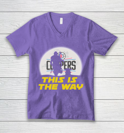 LA Clippers NBA Basketball Star Wars Yoda And Mandalorian This Is The Way V-Neck T-Shirt 8