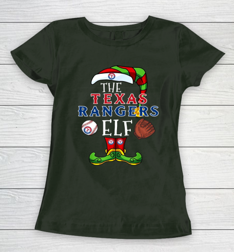 Texas Rangers Christmas ELF Funny MLB Women's T-Shirt 4