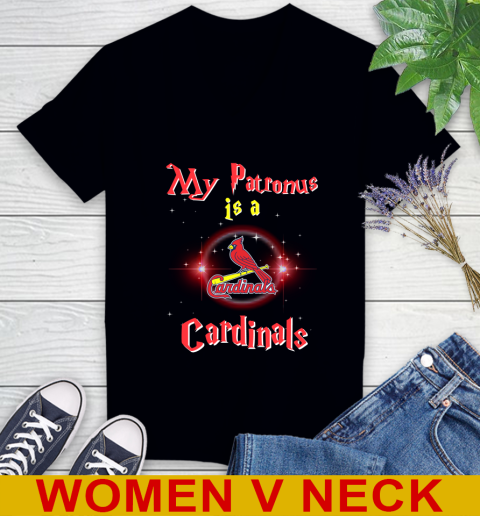 MLB Baseball Harry Potter My Patronus Is A St.Louis Cardinals Women's V-Neck T-Shirt