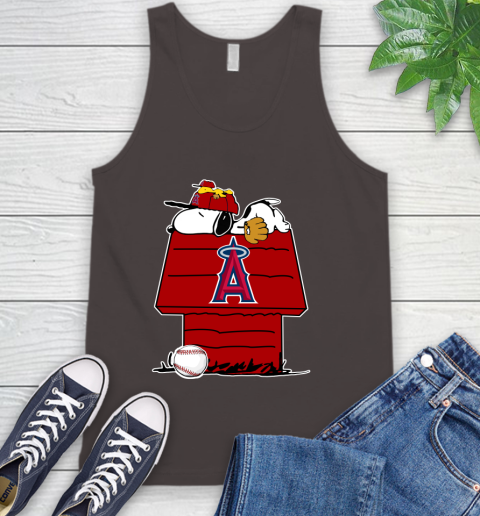 MLB Los Angeles Angels Snoopy Woodstock The Peanuts Movie Baseball T Shirt Tank Top 7