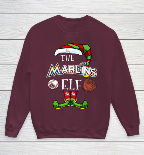 Miami Marlins Christmas ELF Funny MLB Youth Sweatshirt 4