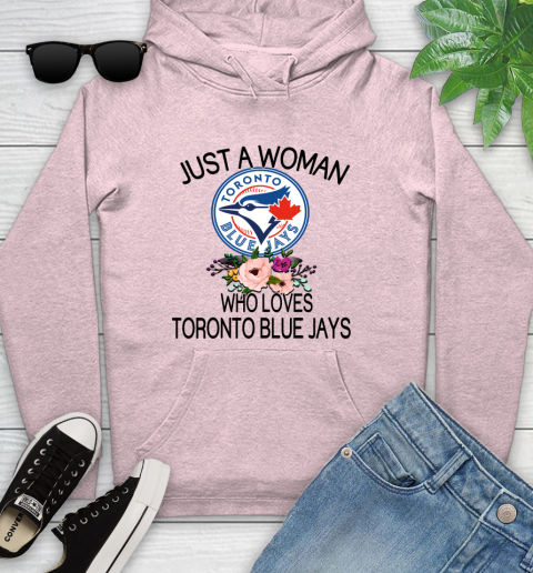 MLB Just A Woman Who Loves Toronto Blue Jays Baseball Sports Youth Hoodie 6