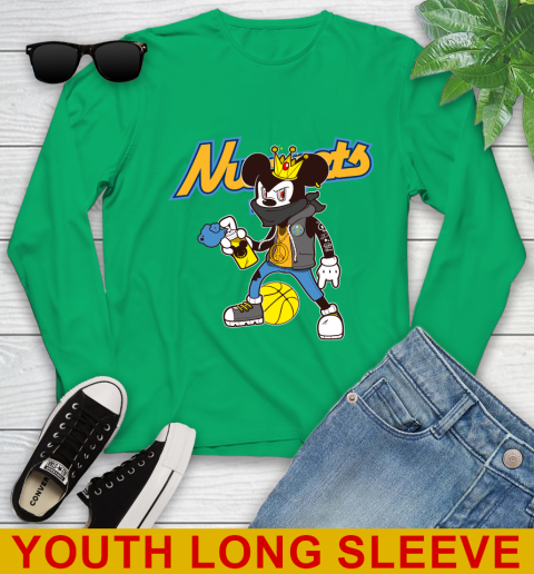 Denver Nuggets NBA Basketball Mickey Peace Sign Sports Youth Long Sleeve 7