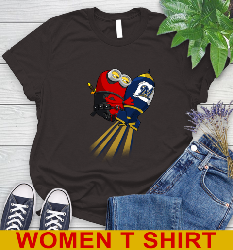 MLB Baseball Milwaukee Brewers Deadpool Minion Marvel Shirt Women's T-Shirt 9