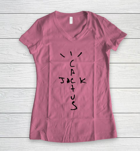 Travis Scott  Cactus Jack Black Women's V-Neck T-Shirt 7