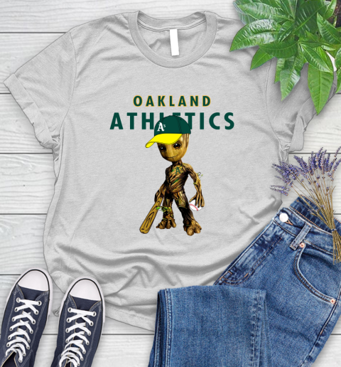 MLB Oakland Athletics Groot Guardians Of The Galaxy Baseball Women's T-Shirt