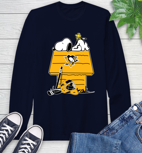 Pittsburgh Penguins NHL Hockey Snoopy Woodstock The Peanuts Movie Long Sleeve T-Shirt 4