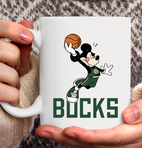 NBA Basketball Milwaukee Bucks Cheerful Mickey Mouse Shirt Ceramic Mug 15oz 2